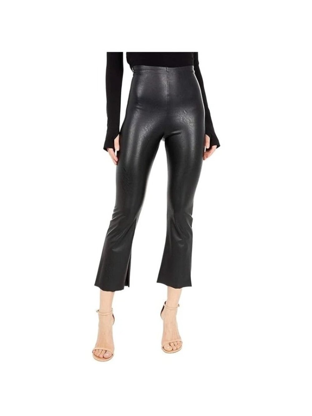 Commando Flare Legging XS Faux Leather Cropped Flat Front Black Emo Grunge NEW